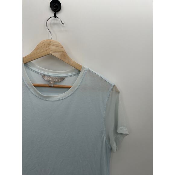 Athleta Women Cloudlight Hybrid Tee Sky Blue Modal Blend T-Shirt Size M Light - Picture 4 of 9
